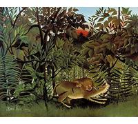 1art1 Henri Rousseau Póster The Hungry Lion Throws Itself On The Antelope, 1905 Póster Impresión Artística 50x40 cm