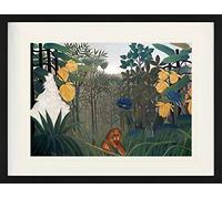 1art1 Henri Rousseau Póster The Meal of The Lion, 1907 Cuadro Enmarcado con Fine Passepartout | Cuadros De Pared | En Un Marco De Imagen 80x60 cm