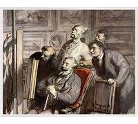 1art1 Honoré Daumier Póster Impresión Artística con Marco (Plástico) - Los Amantes del Arte, Circa 1862 (50 x 40cm)