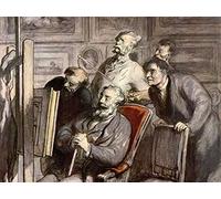 1art1 Honoré Daumier Póster Impresión En Lienzo Los Amantes del Arte, Circa 1862 Cuadro En Bastidor De Camilla De Madera | Mural XXL | Imagen 80x60 cm