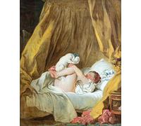 1art1 Jean-Honoré Fragonard Póster Impresión En Lienzo La Gimblette, Niña con Su Perro, 1770-1775 Cuadro En Bastidor De Camilla De Madera | Mural XXL | Imagen 50x40 cm