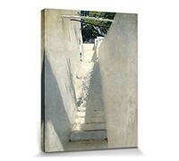 1art1 John Singer Sargent Póster Impresión En Lienzo Escalera En Capri, 1878 Cuadro En Bastidor De Camilla De Madera | Mural XXL | Imagen 80x60 cm