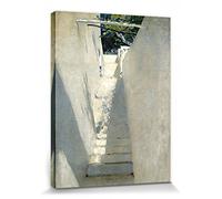 1art1 John Singer Sargent Póster Impresión En Lienzo Escalera En Capri, 1878 Cuadro En Bastidor De Camilla De Madera | Mural XXL | Imagen 40x30 cm