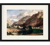 1art1 Joseph William Turner Póster Bonneville, Savoy, Mont Blanc Cuadro Enmarcado con Fine Passepartout | Cuadros De Pared | En Un Marco De Imagen 80x60 cm
