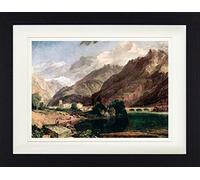 1art1 Joseph William Turner Póster Bonneville, Savoy, Mont Blanc Cuadro Enmarcado con Fine Passepartout | Cuadros De Pared | En Un Marco De Imagen 40x30 cm