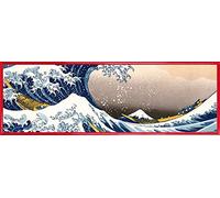 1art1 Katsushika Hokusai Póster Impresión Artística con Marco (Plástico) - La Gran Ola De Kanagawa (91 x 30cm)