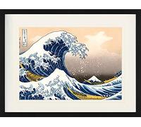 1art1 Katsushika Hokusai Póster La Gran Ola De Kanagawa Cuadro Enmarcado con Fine Passepartout | Cuadros De Pared | En Un Marco De Imagen 80x60 cm