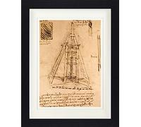 1art1 Leonardo Da Vinci Póster Dibujo De Un Taladro Vertical, 1487-1490 Cuadro Enmarcado con Fine Passepartout | Cuadros De Pared | En Un Marco De Imagen 40x30 cm