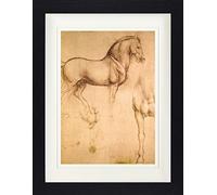 1art1 Leonardo Da Vinci Póster Estudio De Un Caballo, 1493-1494 Cuadro Enmarcado con Fine Passepartout | Cuadros De Pared | En Un Marco De Imagen 40x30 cm