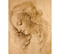1art1 Leonardo Da Vinci Póster Impresión En Lienzo Cabeza De Mujer, Aprox. 1478 Cuadro En Bastidor De Camilla De Madera | Mural XXL | Imagen 50x40 cm