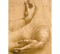 1art1 Leonardo Da Vinci Póster Impresión En Lienzo Estudio De Manos, Aprox. 1478 Cuadro En Bastidor De Camilla De Madera | Mural XXL | Imagen 50x40 cm