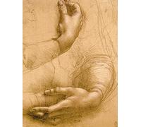 1art1 Leonardo Da Vinci Póster Impresión En Lienzo Estudio De Manos, Aprox. 1478 Cuadro En Bastidor De Camilla De Madera | Mural XXL | Imagen 80x60 cm