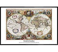 1art1 Mapas Históricos Cartel con Marco (Plástico) - Carta del Mundo, Nova Totius Terrarum, 1630 (91 x 61cm)