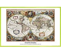 1art1 Mapas Históricos Cartel con Marco (Plástico) - Carta del Mundo, Nova Totius Terrarum, 1630 (91 x 61cm)