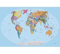 1art1 Mapas Póster Mapa del Mundo, En Inglés Cartel 91x61 cm