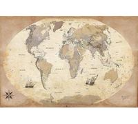 1art1 Mapas Póster Mapa del Mundo, Estilo Vintage, En Inglés Cartel 91x61 cm
