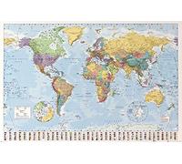 1art1 Mapas Póster Mapa del Mundo Político con Banderas Cartel 91x61 cm