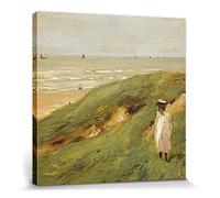 1art1 MAX Liebermann Póster Impresión En Lienzo Duna En Nordwijk con Niña, 1906 Cuadro En Bastidor De Camilla De Madera | Mural XXL | Imagen 70x70 cm