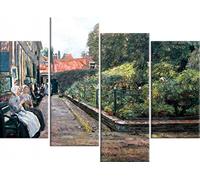 1art1 MAX Liebermann Póster Impresión En Lienzo Fundación Stevens En Leiden, 1889, 4 Partes Cuadro En Bastidor De Camilla De Madera | Mural XXL | Imagen 120x80 cm