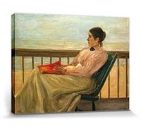1art1 MAX Liebermann Póster Impresión En Lienzo Martha Liebermann, La Mujer del Artista En La Playa, 1898 Cuadro En Bastidor De Camilla De Madera | Mural XXL | Imagen 40x30 cm