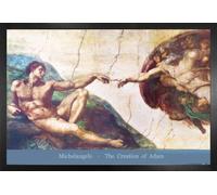 1art1 Michelangelo Buonarroti Cartel con Marco (Madera DM) - La Creación De Adán, 1508-1512 (91 x 61cm)