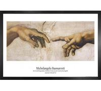1art1 Michelangelo Buonarroti Cartel con Marco (Madera DM) - The Creation of Adam, Detail, 1508-1512 (91 x 61cm)