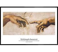 1art1 Michelangelo Buonarroti Cartel con Marco (Plástico) - The Creation of Adam, Detail, 1508-1512 (91 x 61cm)