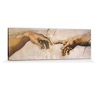 1art1 Michelangelo Buonarroti Póster Impresión En Lienzo La Creación De Adán, Detalle, 1508-1512 Cuadro En Bastidor De Camilla De Madera | Mural XXL | Imagen 150x50 cm