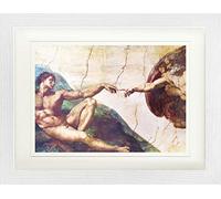 1art1 Michelangelo Buonarroti Póster La Creación De Adán, 1508-1512 Cuadro Enmarcado con Fine Passepartout | Cuadros De Pared | En Un Marco De Imagen 40x30 cm