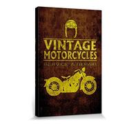 1art1 Motociclismo Póster Impresión En Lienzo Vintage Motorcycles Service and Repair Cuadro En Bastidor De Camilla De Madera | Mural XXL | Imagen 30x20 cm