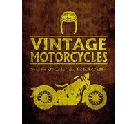 1art1 Motociclismo Póster Impresión En Lienzo Vintage Motorcycles Service and Repair Cuadro En Bastidor De Camilla De Madera | Mural XXL | Imagen 80x60 cm