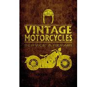 1art1 Motociclismo Póster Impresión En Lienzo Vintage Motorcycles Service and Repair Cuadro En Bastidor De Camilla De Madera | Mural XXL | Imagen 120x80 cm