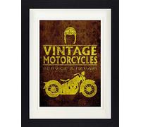 1art1 Motociclismo Póster Vintage Motorcycles Service and Repair Cuadro Enmarcado con Fine Passepartout | Cuadros De Pared | En Un Marco De Imagen 40x30 cm