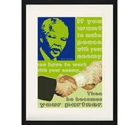 1art1 Nelson Mandela Póster Make Peace with Your Enemy Cuadro Enmarcado con Fine Passepartout | Cuadros De Pared | En Un Marco De Imagen 80x60 cm
