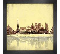 1art1 París Póster Impresión Artística con Marco (Madera DM) - Collage Urbano, Estilo Vintage (40 x 40cm)