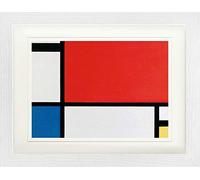 1art1 Piet Mondrian Póster Composición II En Rojo, Azul Y Amarillo, 1930 Cuadro Enmarcado con Fine Passepartout | Cuadros De Pared | En Un Marco De Imagen 40x30 cm