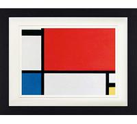 1art1 Piet Mondrian Póster Composición II En Rojo, Azul Y Amarillo, 1930 Cuadro Enmarcado con Fine Passepartout | Cuadros De Pared | En Un Marco De Imagen 40x30 cm