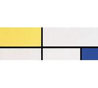 1art1 Piet Mondrian Póster Impresión En Lienzo Composición con Amarillo Y Azul 1932 Cuadro En Bastidor De Camilla De Madera | Mural XXL | Imagen 120x40 cm