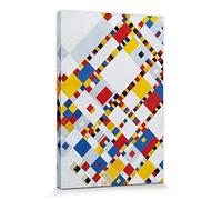 1art1 Piet Mondrian Póster Impresión En Lienzo Victory Boogie Woogie, 1944 Cuadro En Bastidor De Camilla De Madera | Mural XXL | Imagen 30x20 cm