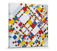 1art1 Piet Mondrian Póster Impresión En Lienzo Victory Boogie Woogie, 1944 Cuadro En Bastidor De Camilla De Madera | Mural XXL | Imagen 70x70 cm