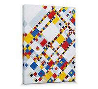 1art1 Piet Mondrian Póster Impresión En Lienzo Victory Boogie Woogie, 1944 Cuadro En Bastidor De Camilla De Madera | Mural XXL | Imagen 40x30 cm