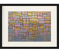 1art1 Piet Mondrian Póster Tableau No. 2 Composición No. V Cuadro Enmarcado con Fine Passepartout | Cuadros De Pared | En Un Marco De Imagen 80x60 cm