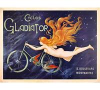 1art1 Publicidad Histórica Póster Cycles Gladiator, NINFA De Cabellos Rojos Y Bicicleta, 1895 Póster Impresión Artística 80x60 cm