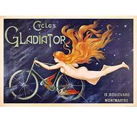 1art1 Publicidad Histórica Póster XXL Cycles Gladiator, NINFA De Cabellos Rojos Y Bicicleta, 1895 Cartel 120x80 cm