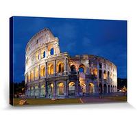 1art1 Roma Póster Impresión En Lienzo Coliseo En El Crepúsculo Cuadro En Bastidor De Camilla De Madera | Mural XXL | Imagen 30x20 cm
