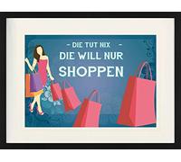 1art1 Shopping Póster Die Tut Nix, Die Will Nur Shoppen Cuadro Enmarcado con Fine Passepartout | Cuadros De Pared | En Un Marco De Imagen 80x60 cm