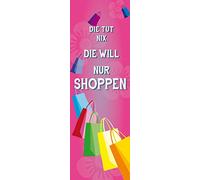 1art1 Shopping Póster Impresión En Lienzo Die Tut Nix, Die Will Nur Shoppen, Pink Cuadro En Bastidor De Camilla De Madera | Mural XXL | Imagen 120x40 cm