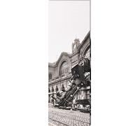 1art1 Trenes Póster Impresión En Lienzo Ruina del Tren En La Estación De Montparnasse, París, Francia, 1895 Cuadro En Bastidor De Camilla De Madera | Mural XXL | Imagen 150x50 cm