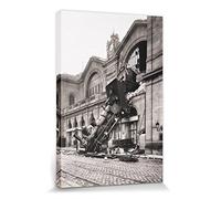 1art1 Trenes Póster Impresión En Lienzo Ruina del Tren En La Estación De Montparnasse, París, Francia, 1895 Cuadro En Bastidor De Camilla De Madera | Mural XXL | Imagen 30x20 cm