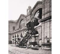 1art1 Trenes Póster Ruina del Tren En La Estación De Montparnasse, París, Francia, 1895 Póster Impresión Artística 50x40 cm